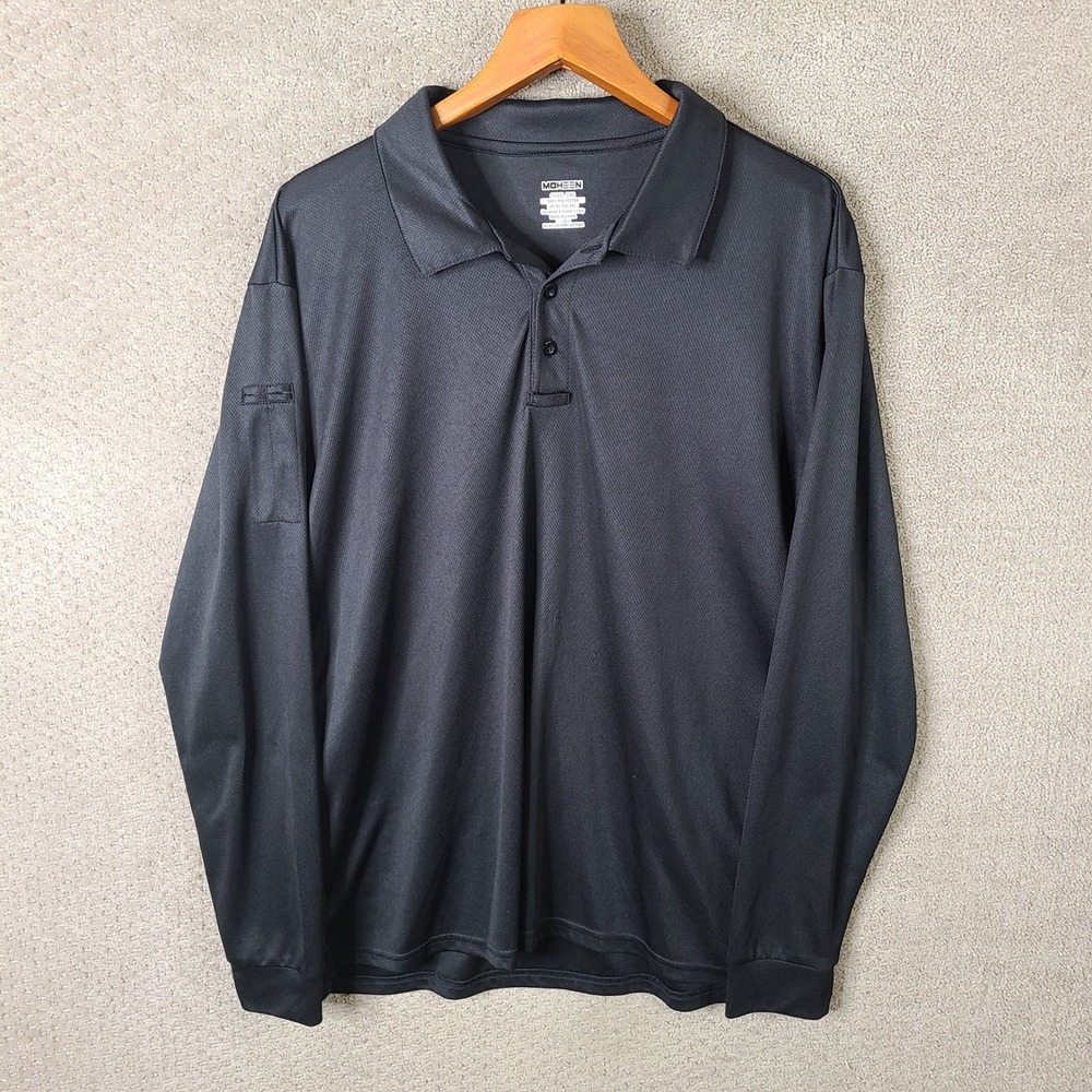 Moheen‎ Shirt Mens XL Black Cool Dri Long Sleeve Polo Tactical Utility Pocket